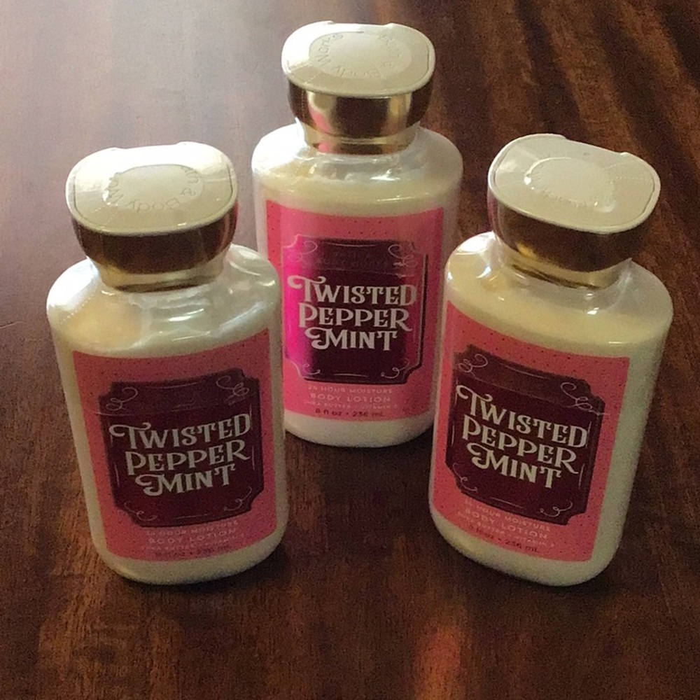 Set of 3 Bath and Body Works Twisted Peppermint Lotion